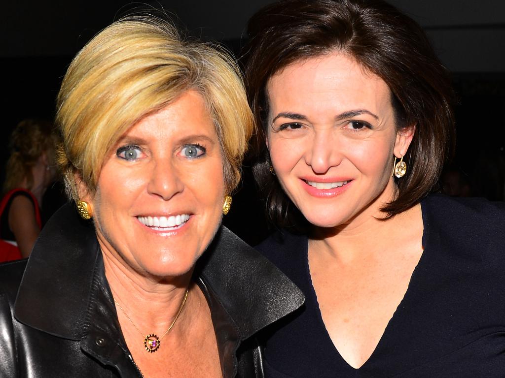 Suze Orman with Facebook COO Sheryl Sandberg. Picture: Larry Busacca/Getty Images for Time Warner