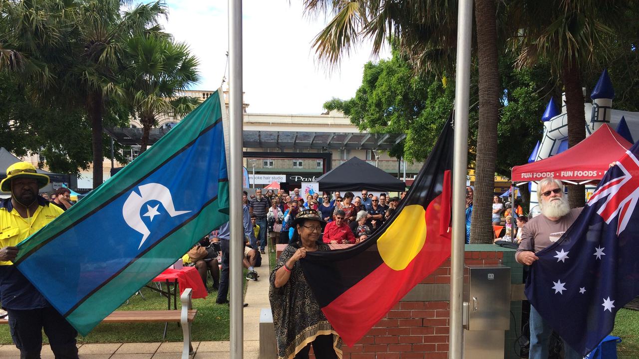 The Torres Strait Islander flag, the Australian Aboriginal flag, and the Australian national flag will all at FIFA Women’s World Cup games in Australia. Picture: Boni Holmes