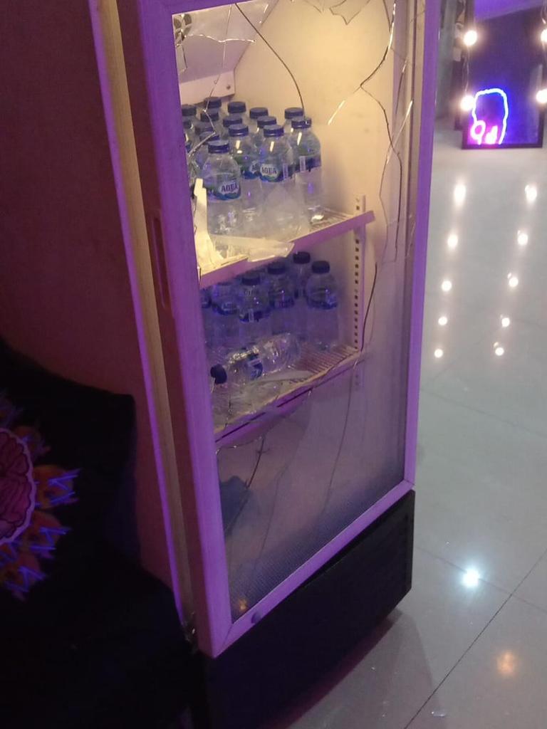 A drink fridge was allegedly smashed with a chair. Picture: Nizar Simahardy