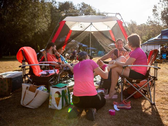 Supporters wait at Jamieson Park in Narrabeen on Sydney’s northern beaches. Picture: Marilia Ogayar