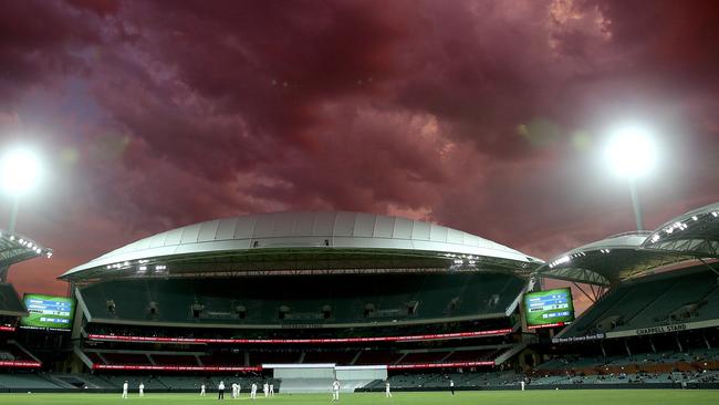 Sunset over the Adelaide Oval. Picture: Sarah Reed