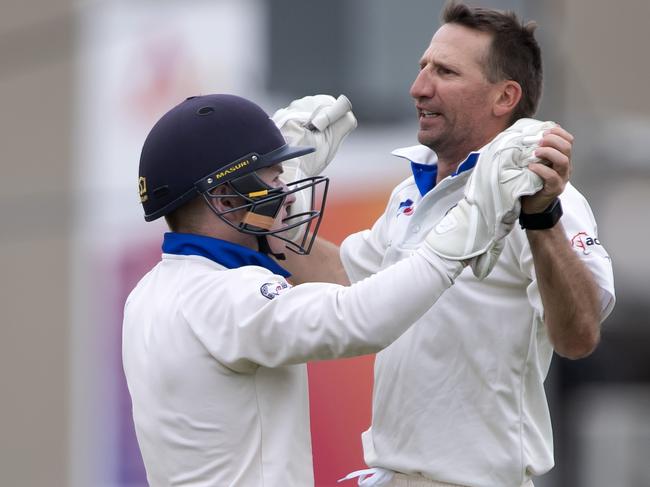 Steve Brne was the chief destroyer for St Bernard’s against Balwyn. Picture:Andy Brownbill