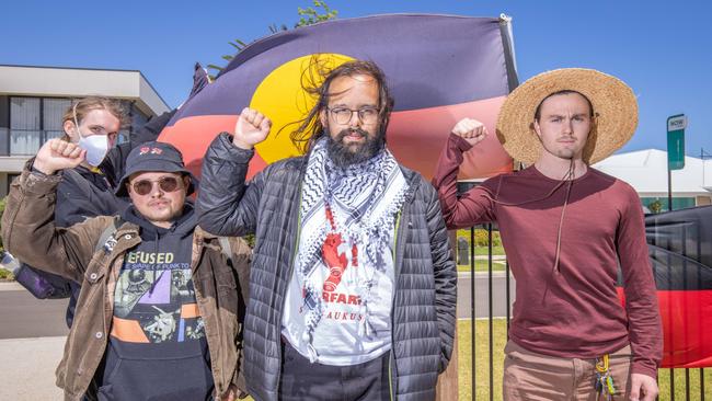 Protesters at the Riverlea site in Buckland Park SA at the weekend. Picture: Ben Clark