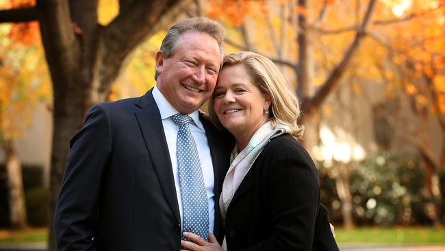 Andrew and Nicola Forrest at Parliament House in Canberra. Picture: Kym Smith