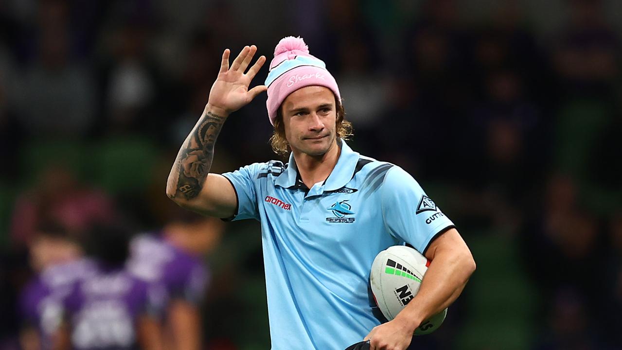 Nicho Hynes didn’t play when the Sharks beat the Storm earlier this year, but he’s back on deck as Cronulla looks to book their spot in the preliminary final. Picture: Graham Denholm/Getty Images