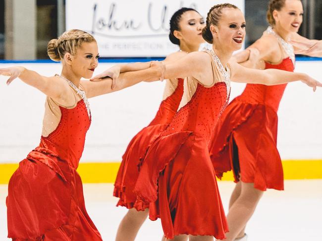 Bianca Douglas, left, a student of St John Paul II College, in action at the nationals. Picture: Chris Cao