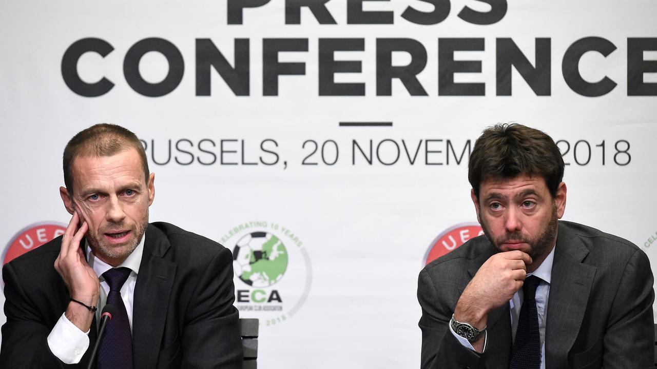 Aleksander Ceferin (L) and Andrea Agnelli: Two men on opposite sides of football’s new great divide.