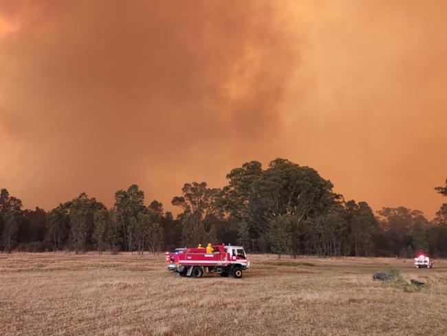 North Hamilton Rural Fire Brigade members watch over a bushfire in the Grampians: Picture North Hamilton Rural Fire Brigade/Facebook