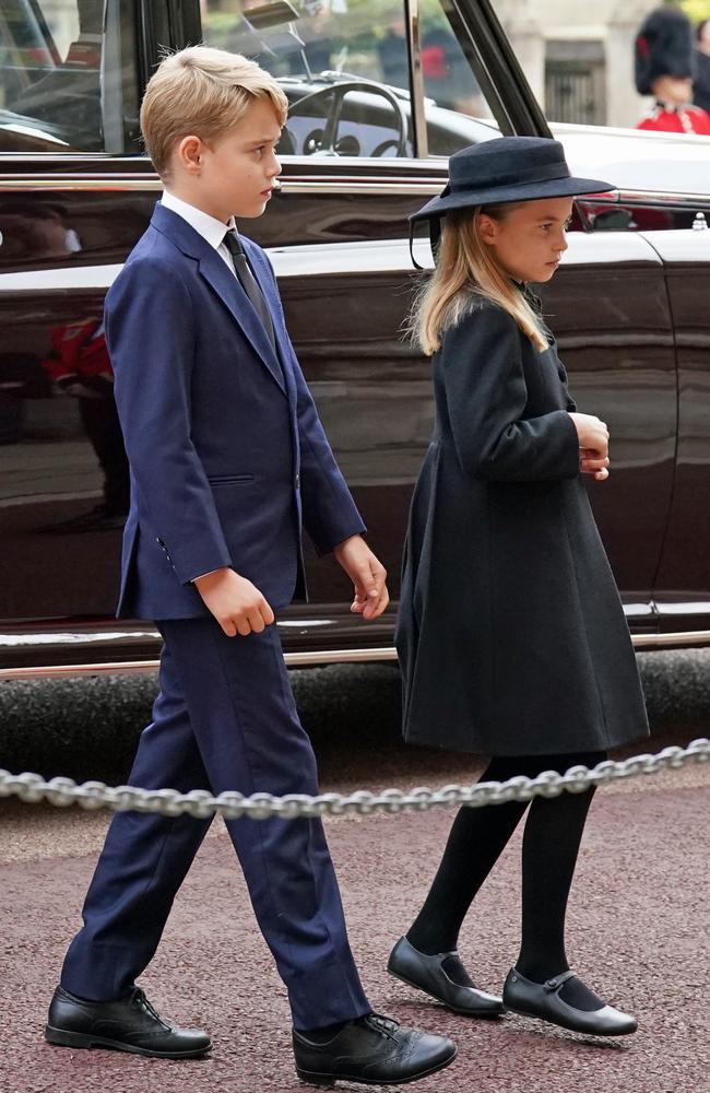 Prince George and Princess Charlotte were the youngest mourners at the funeral. Picture: Getty Images