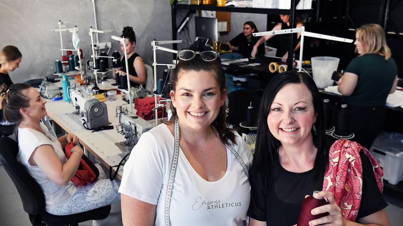 Empress Athleticus owners Brittany Lewin and Kristy Perdriau have started up a new activewear clothing line being made on the Coast. Picture: Patrick Woods