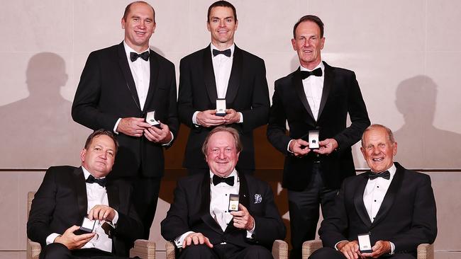 David Neitz, Matthew Scarlett, Terry Wallace, Wayne Johsnton, Kevin Sheedy and Mel Whinnen were inducted into the AFL Hall of Fame. Picture: Getty