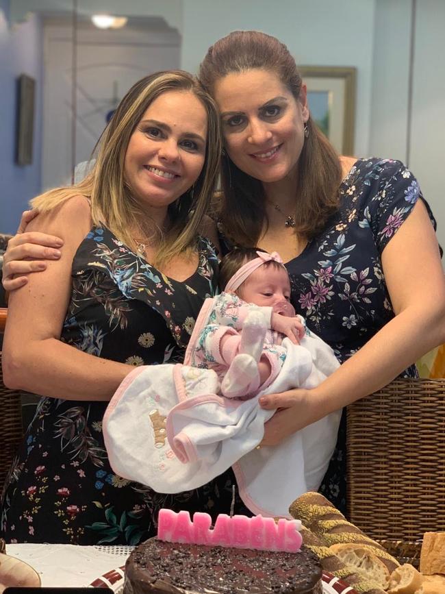 Beatriz Martins (right) with her sister-in-law Christiane Teixeira Vasconcellos, who gave birth to her baby girl Grace.
