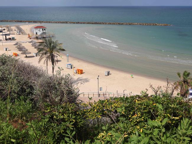 Empty beaches in the Israeli coastal city of Netanya, after Iran launched its first-ever direct attack on Israeli territory. Picture: AFP