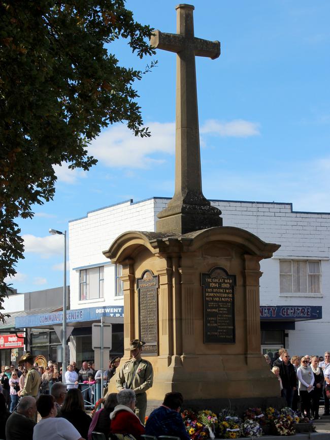 The New Norfolk Cenotaph on Anzac Day last year.