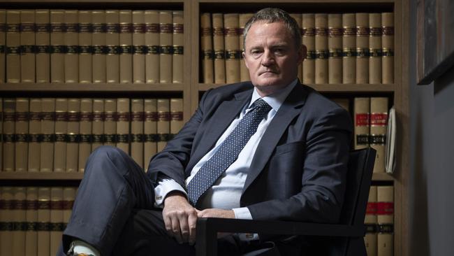 ‘There was so much material out there that was just simply ‘he’s guilty’ ’ … Bruce Lehrmann’s lawyer Steven Whybrow in his Canberra chambers. Picture: NCA NewsWire / Martin Ollman