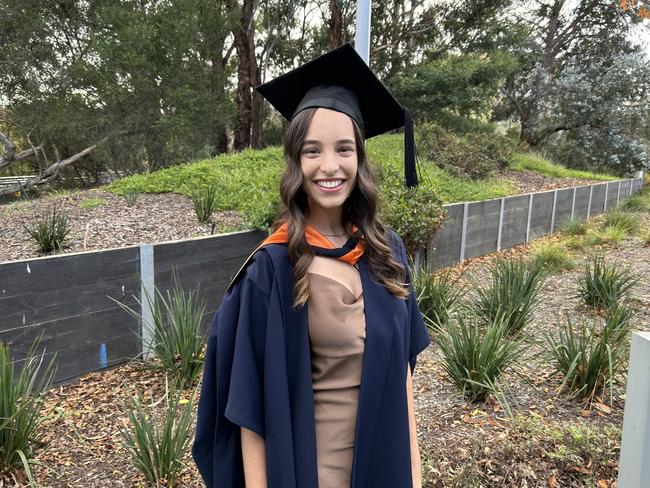 Killian Goder graduates with a Masters of Business Analytics from La Trobe University on May 14, 2024. Picture: Brittany Busch