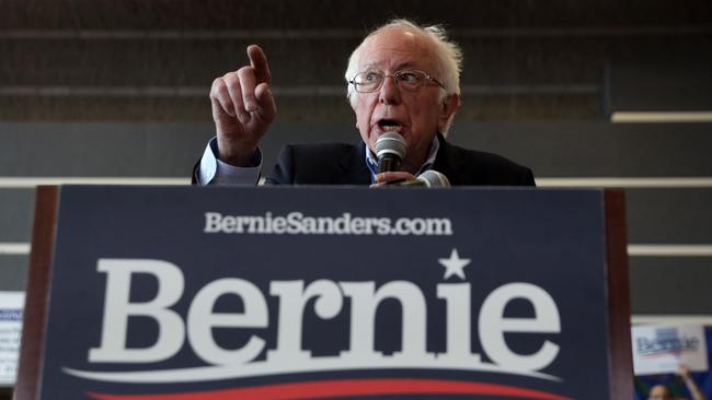 Democratic presidential candidate Bernie Sanders speaking at a Las Vegas high school. Picture: Getty Images