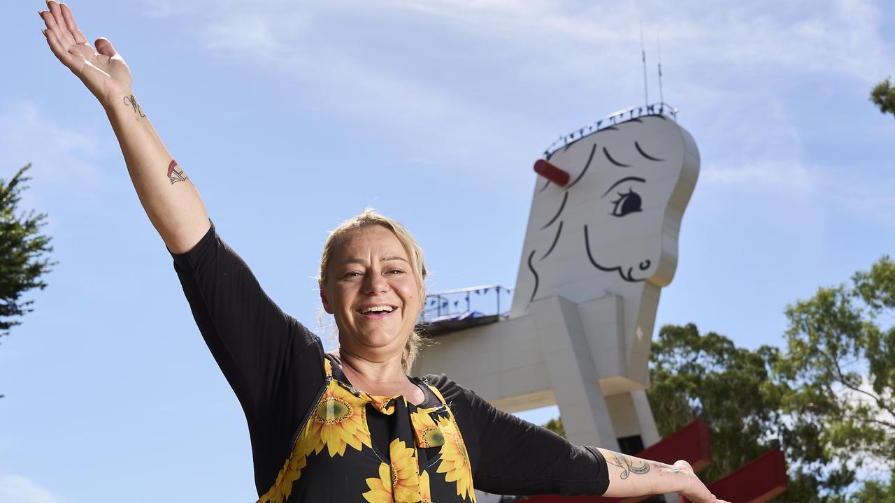 Owner, Mell Penno outside the Big Rocking Horse in Gumeracha. Picture: Matt Loxton