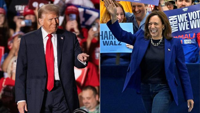 Donald Trump and Kamala Harris are entering the last days of campaigning. Picture: AFP.