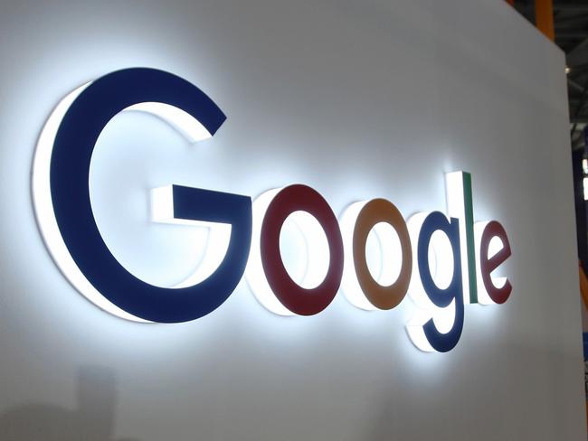 This photo taken on August 23, 2018 shows the Google logo on display at the Smart China Expo at Chongqing International Expo Center in southwest China's Chongqing. (Photo by STR / AFP) / China OUT