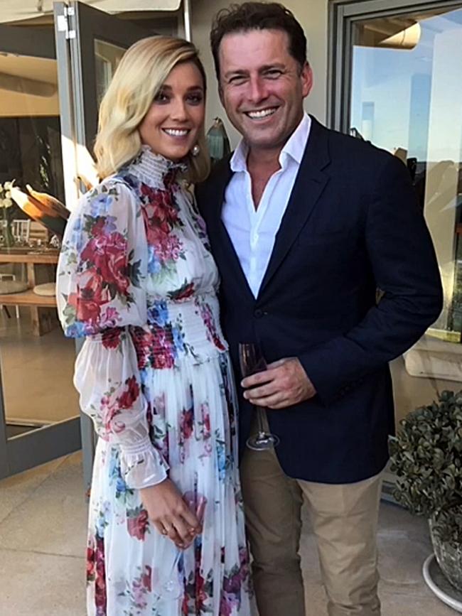 Jasmine Yarbrough and Karl Stefanovic pictured at their non-binding commitment held in Palm Beach in March. Picture: Instagram