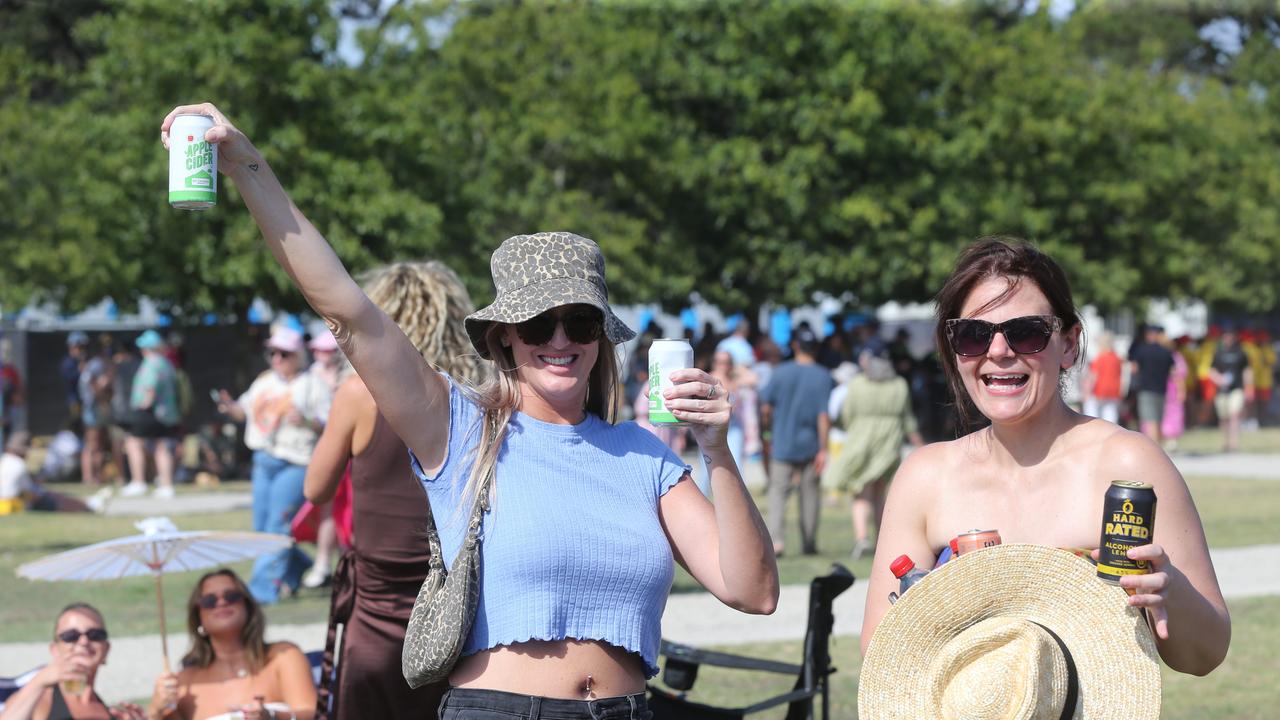 It was all smiles on the sunny Saturday evening out at Mt Duneed Estate. Picture: Mike Dugdale