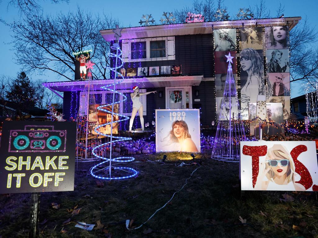 The home of Amy and Brian Scott is decorated for Christmas with all things Taylor Swift. Picture: Kamil Krzacynski/AFP