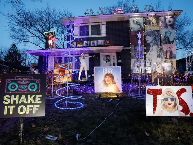 The home of Amy and Brian Scott is decorated for Christmas with all things Taylor Swift. Picture: Kamil Krzacynski/AFP