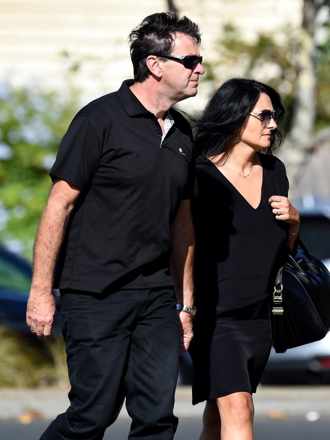 Mourners arrive for the morning service. Picture: Nicole Garmston