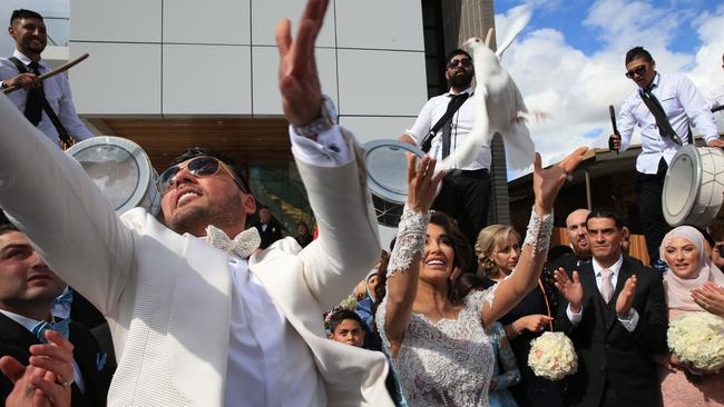 The releasing of the doves. Picture: Toby Zerna