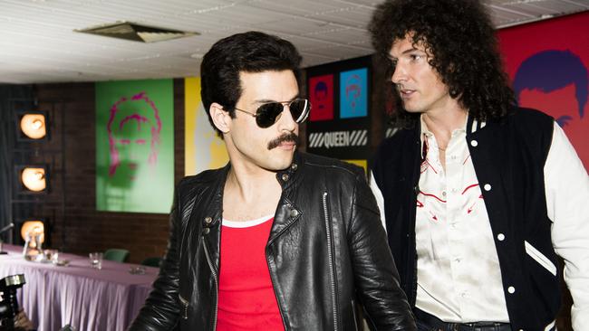 Rami Malek and Gwilym Lee in Bohemian Rhapsody.