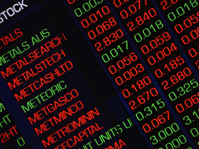 Stock prices are seen on a screen at the Australian Securities Exchange (ASX) in Sydney on October 11, 2018. - The Australian share market joined the regional bloodbath after the sell off on Wall Street, plunging to a more than five-month low as all sectors dropped into the red. (Photo by PETER PARKS / AFP)