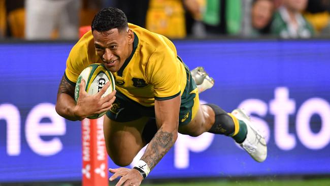 Israel Folau of the Wallabies at Suncorp Stadium in Brisbane.