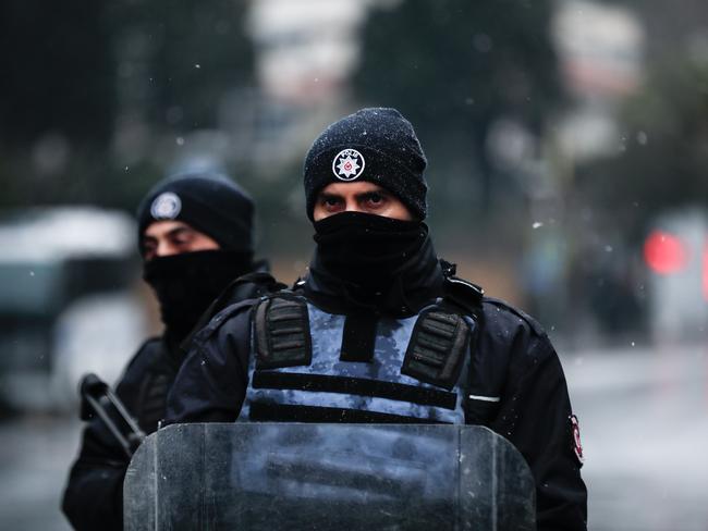 Police guard an area near an Istanbul nightclub following a gun attack on New Year's Eve. Picture: Stringer/Getty Images