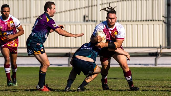 Casino front-rower Nick Morrissey takes the ball forward in NRRRL. Photo Ursula Bentley@CapturedAus