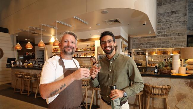 Area Excutive Chef Mark Marshall and General Manager Pablo Uribe toast the success of the new venture. Picture Glenn Hampson