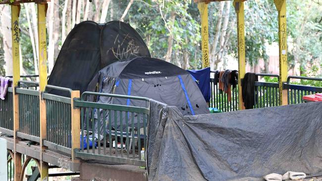 Homeless dwellings at Quota Park, Nambour. Picture: Patrick Woods.