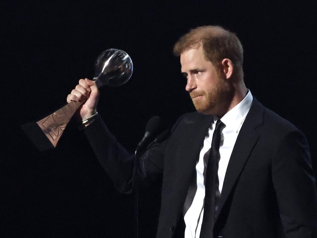 Prince Harry, Duke of Sussex accepts the Pat Tillman Award onstage during the 2024 ESPY Awards at Dolby Theatre. Picture: Getty Images