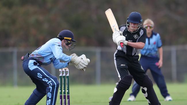 Liam Bonham batting for Charlestown. Charlestown v Newcastle City, SG Moore Cup round one at Kahibah Oval. Picture: Sue Graham.