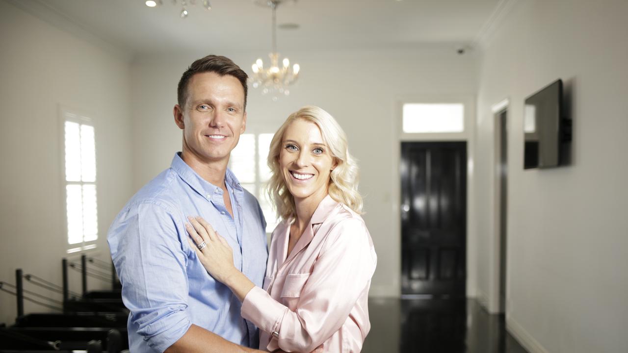 Husband and wife team Jade and Tanya Winter who run Studio Pilates together. Picture: AAP/Megan Slade