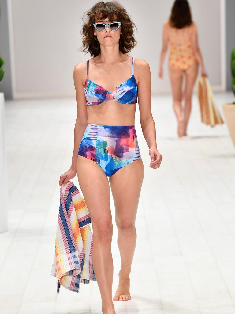 A model walks the runway in a design by Camp Cove Swim during the Swim show at Mercedes-Benz Fashion Week Resort 19 Collections at Carriageworks on May 14, 2018 in Sydney, Australia. (Photo by Stefan Gosatti/Getty Images)