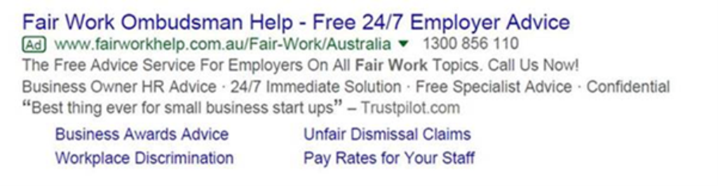 An example of Google Ads operated by Employsure. Credit: ACCC