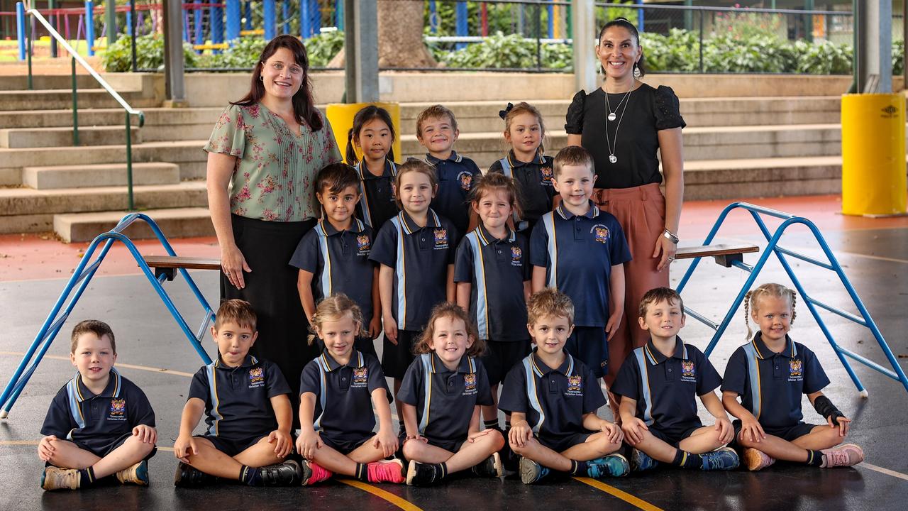 MY FIRST YEAR 2022: Toowoomba Christian College Prep A students with teachers Mrs Karen Smit (left) and Mrs Andy Rauchle.