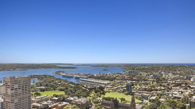 The view from the sky mansion on level 43 of the ANZ Tower in Sydney’s CBD. Picture: Supplied.