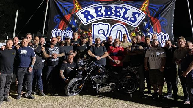 SA Rebels bikie Bradley Daniele at the club's 50th anniversary event in Brisbane. Picture: Facebook.