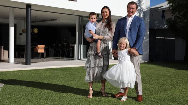 Managing director of Blackburne Group Paul Blackburne with his wife Charmaine and their children Aria and Ethan. Picture: Philip Gostelow