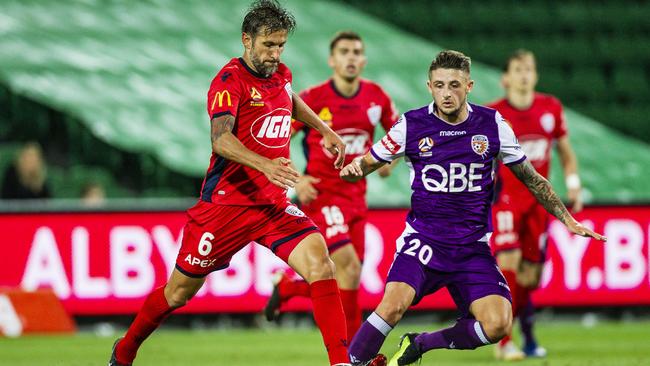 Veteran Vince Lia has demonstrated his quality and industry for Adelaide United this A-League season. Picture: AAP Image/Tony McDonough