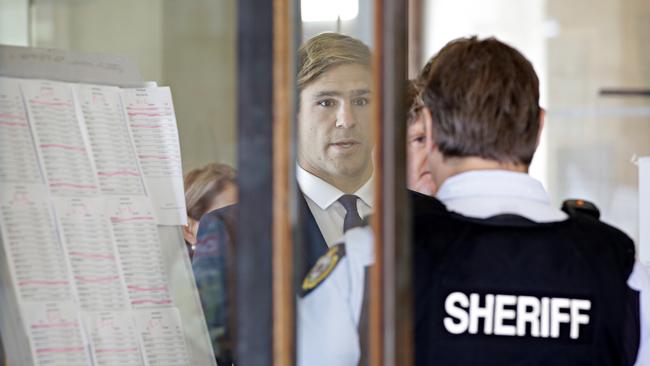 NRL star Jack de Belin enters court. Picture: NCA News Wire / Adam Yip.