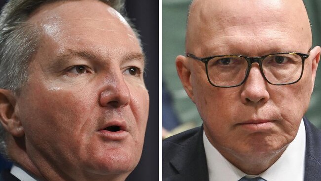 Chris Bowen and Peter Dutton collage.