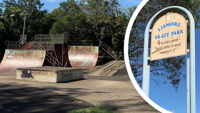 Lismore skate park title graphic, built in 1994, Lismore Council has received funding to create a new multi-sport park in the CBD.